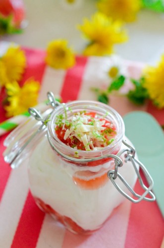 Fontainebleau aux fraises façon stracciatella