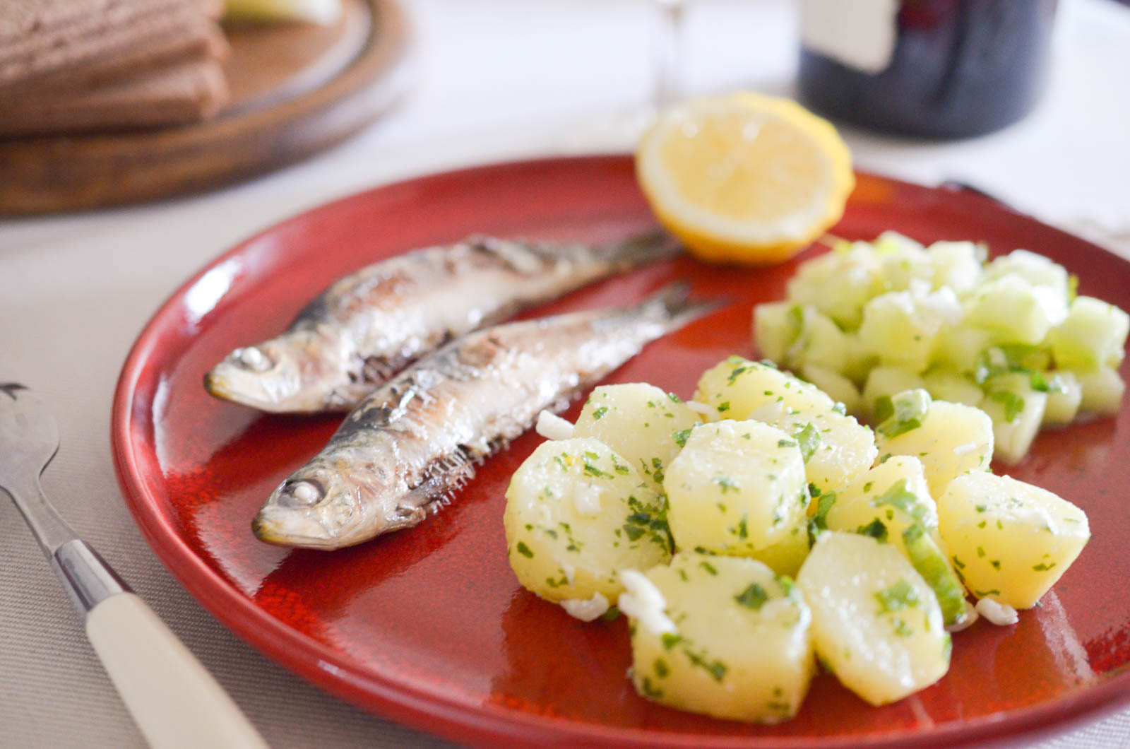 Sardines grillées et ses pommes de terre à l'ail - Les Pépites de Noisette