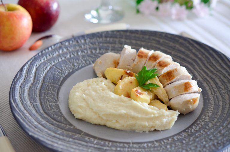 Boudin blanc aux pommes et crème de panais Les Pépites de Noisette