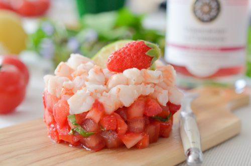 Tartare de gambas à la fraise