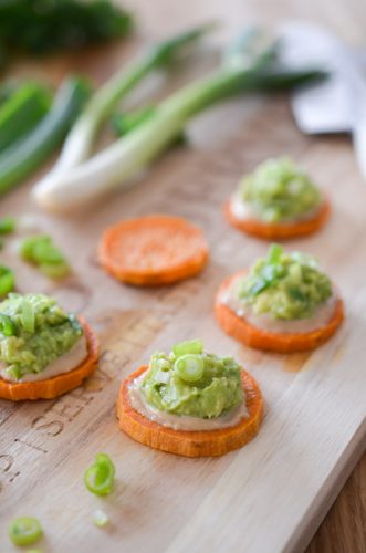 Toast de patate douce et son guacamole à la ciboule