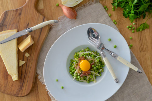 Petits pois à la carbonara (ou plutôt façon 