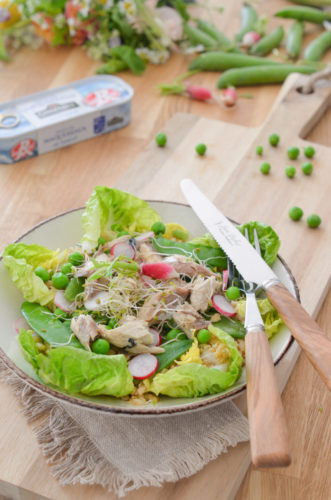 Salade croquante d'épeautre aux herbes et aux maquereaux