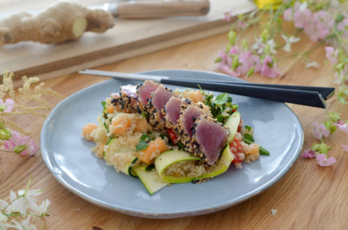 Tataki de thon au quinoa et melon