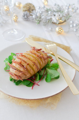 Hasselback potatoes au confit de canard