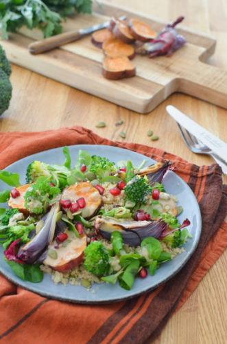 Salade de patates douces, vinaigrette miso