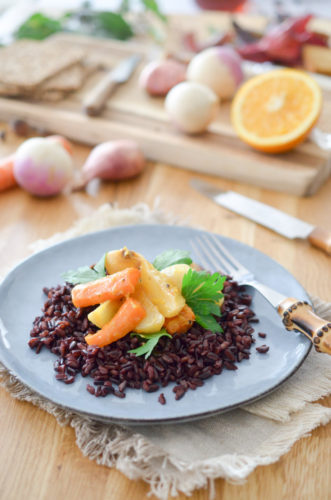 Légumes d'hiver glacés à l'orange