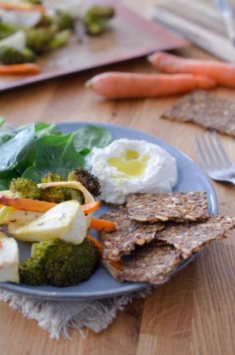 Salade de légumes rôtis, ricotta citronnée