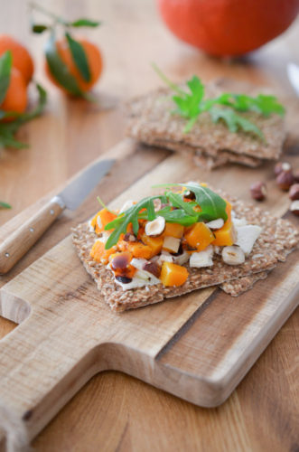 Tartines au chèvre et butternut rôtie