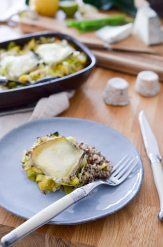 Fondue de poireaux gratinée au chèvre