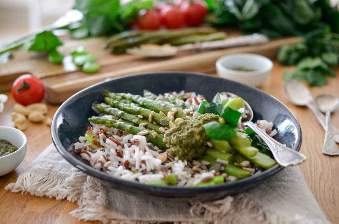 Recette Riz Asperges Pesto Graines 9