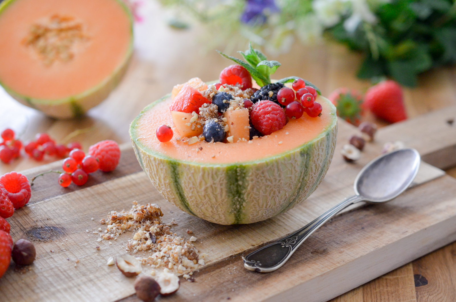 Salade de melon et Dukkah sucré - Les Pépites de Noisette