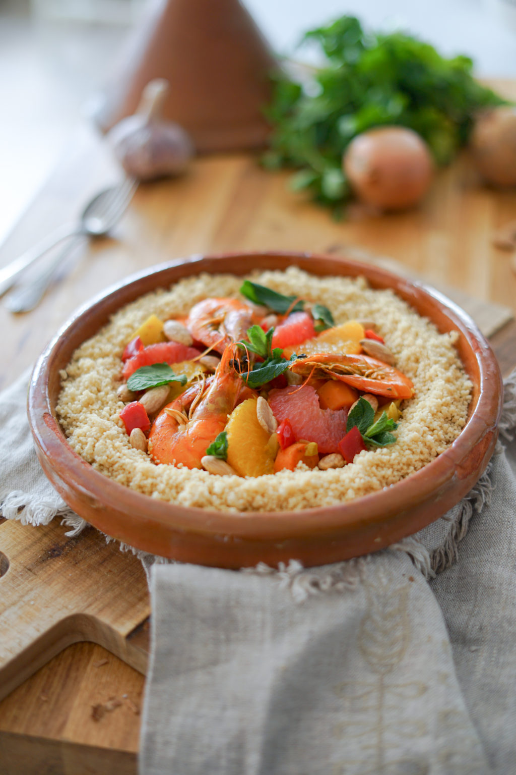 Couscous de crevettes aux agrumes Les Pépites de Noisette