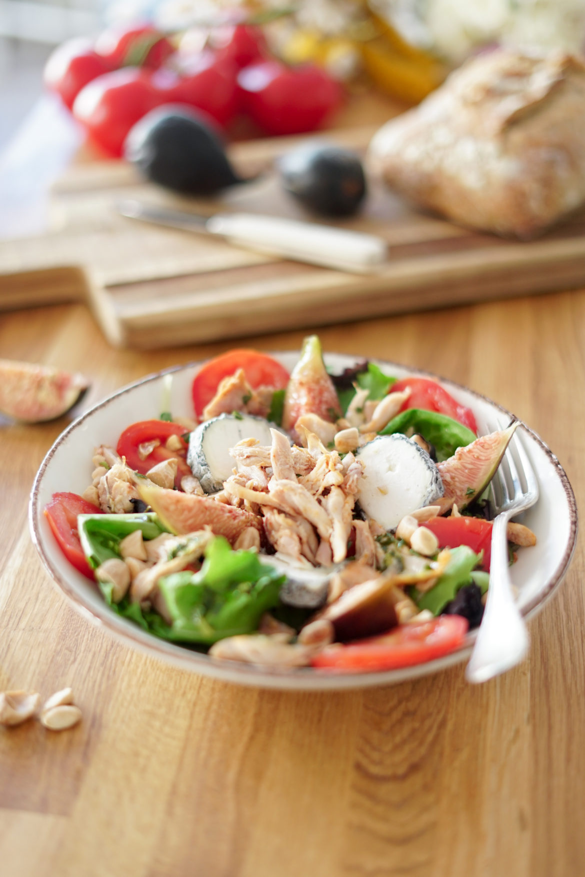 Salade de lapin aux figues et au chèvre Les Pépites de Noisette