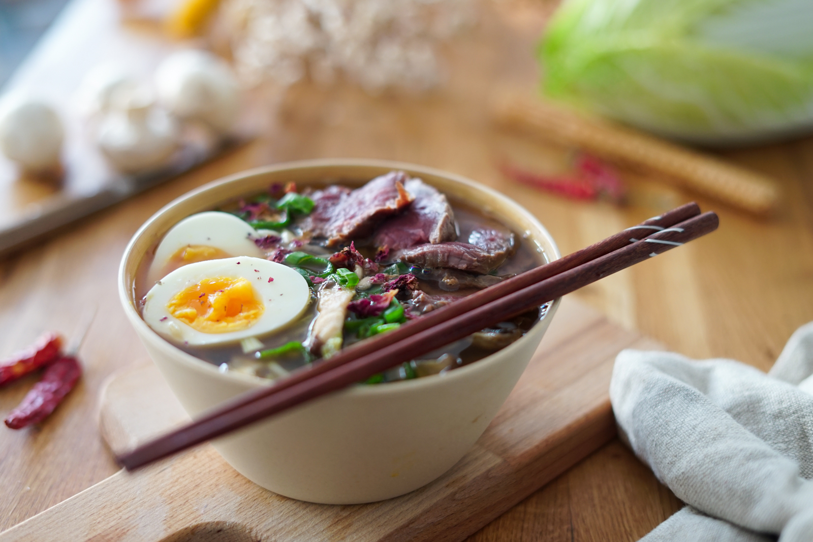 Soupe aux nouilles ramen et au boeuf